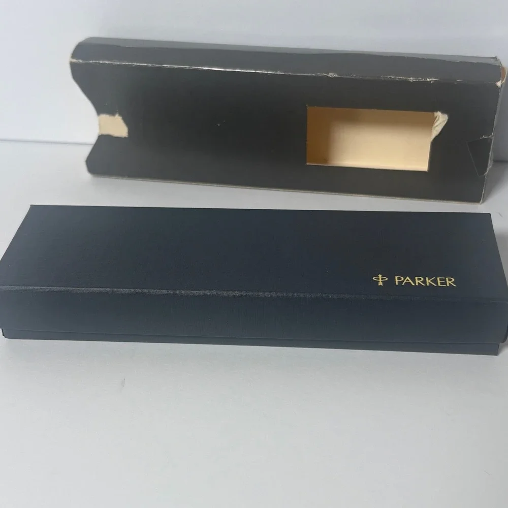Parker Insignia Black Gold Trim Pen and Pencil Set Hardees Logo Vintage USA Made